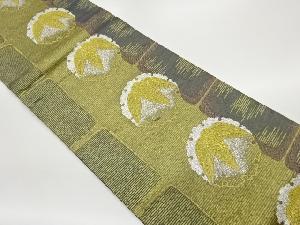 紙布金糸雪輪に笹模様織出し袋帯